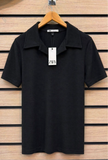 Camiseta Zara texturizada gola Italiana — foto 3